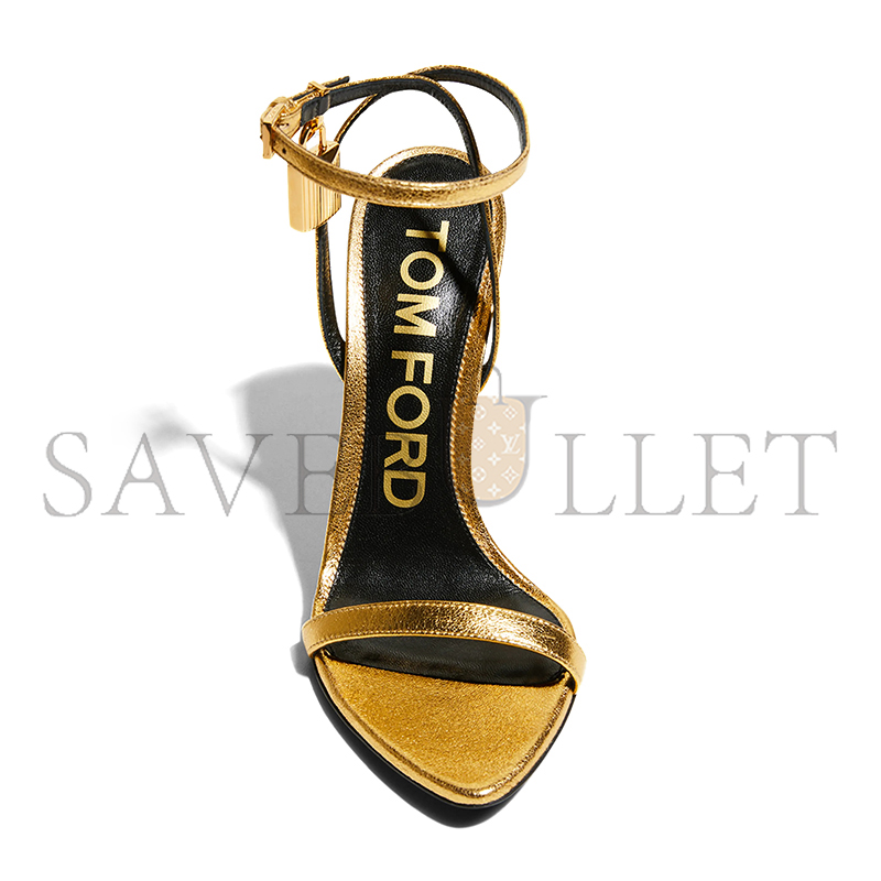 TOM FORD LOCK METALLIC STILETTO SANDALS 243590